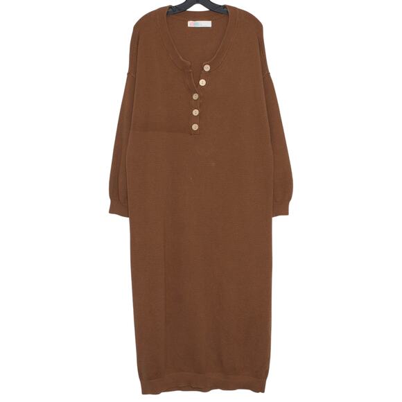 Free People Dresses & Skirts - Free People Beach Hailee Sweater Dress Midi Brown XL Boho Oversized Lagenlook